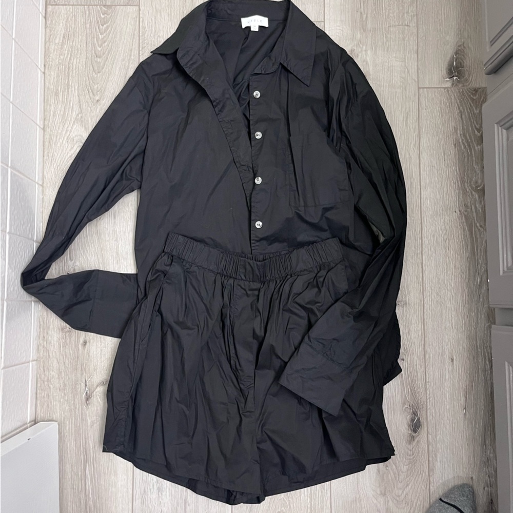 Black button up set